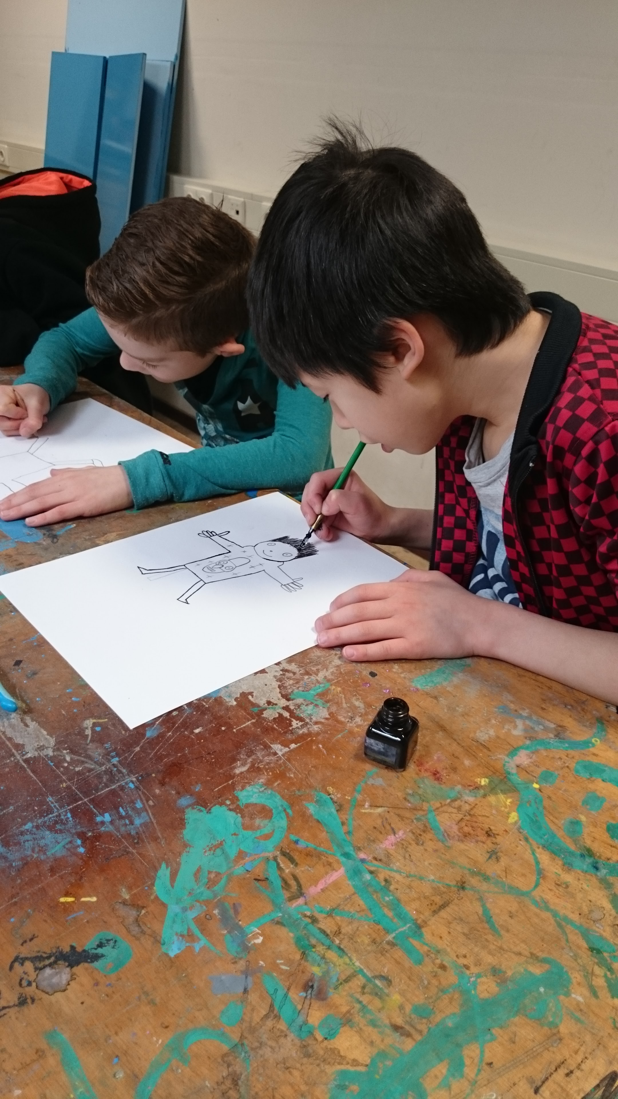 Groep 5: tekenen met Oostindische inkt