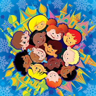 6117759-Happy-children-of-different-nationalities-play-together-at-Christmas--Stock-Photo