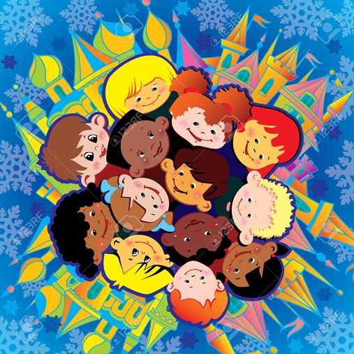 6117759-Happy-children-of-different-nationalities-play-together-at-Christmas--Stock-Photo