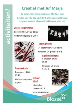 De Vaart Flyer Blosse activiteiten creatief met Marja