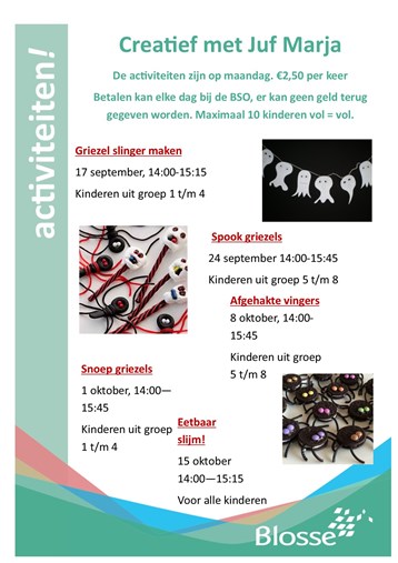De Vaart Flyer Blosse activiteiten creatief met Marja