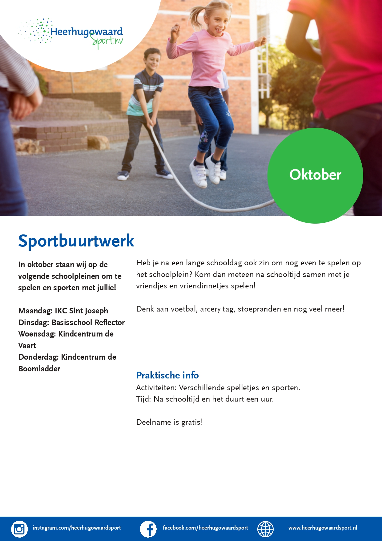 Sportbuurtwerk in oktober op De Vaart