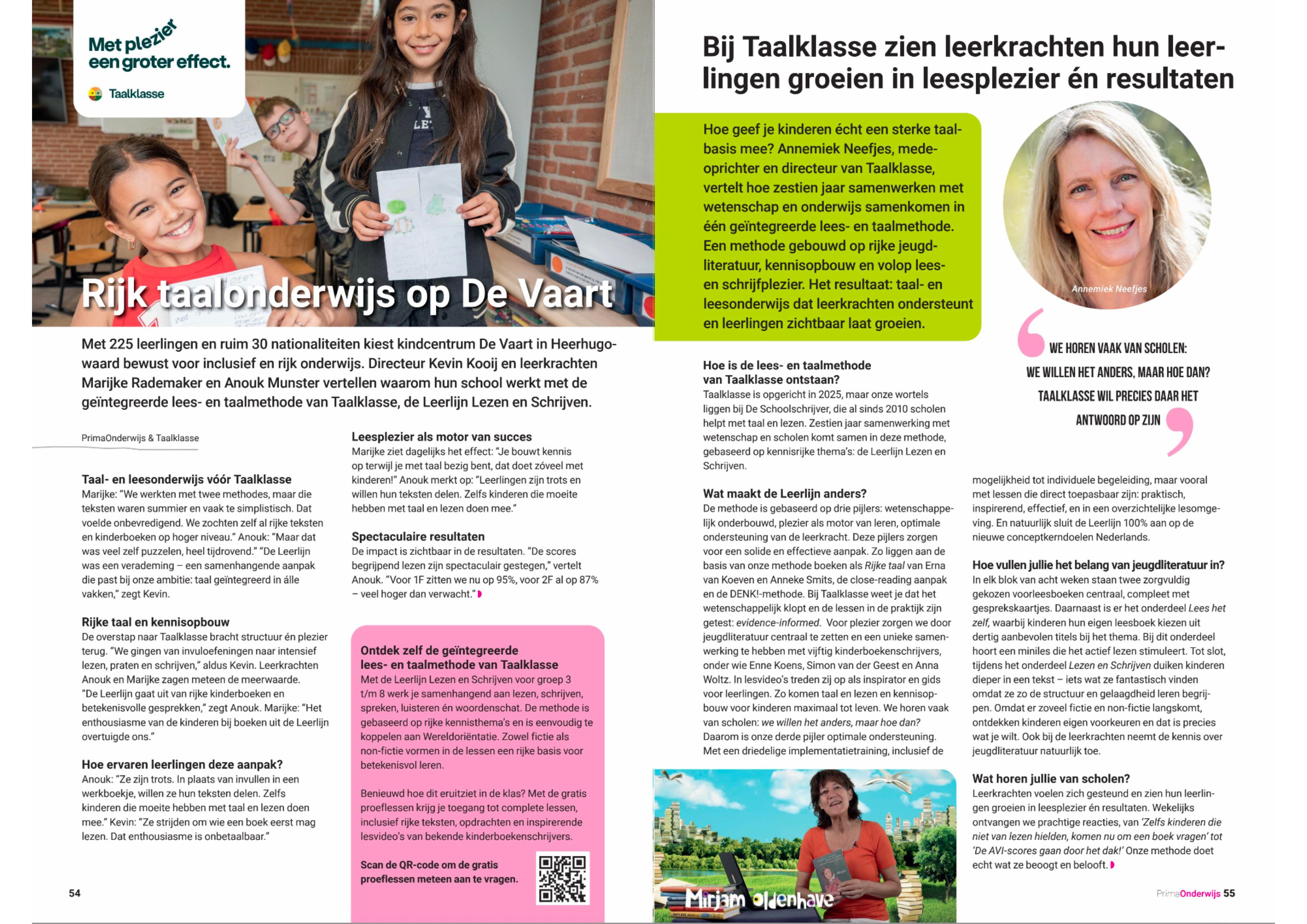 Taalrijk onderwijs De Vaart in vakblad